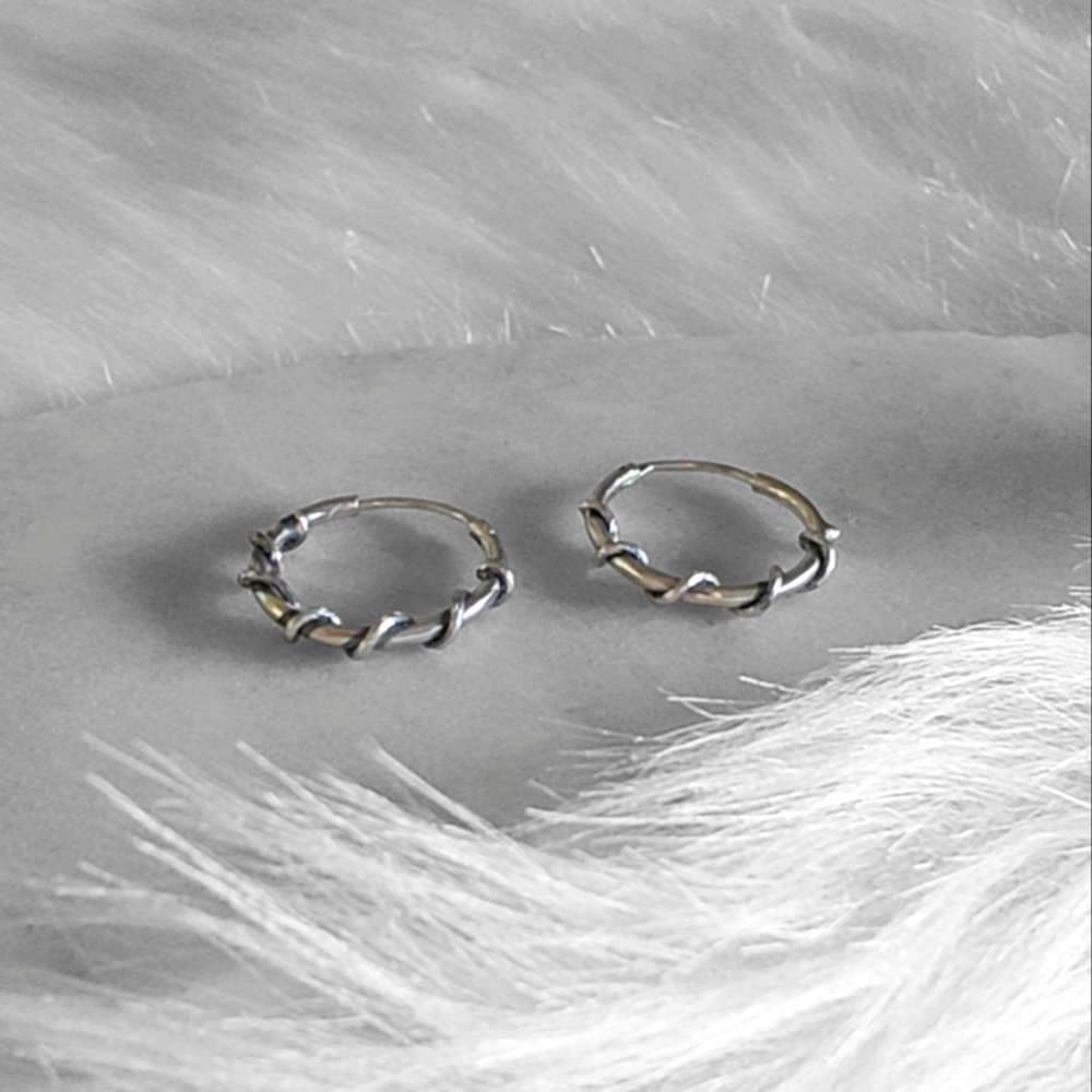Classic Twisted Silver Hoop Earrings, NWOT - Great Gift 🎁